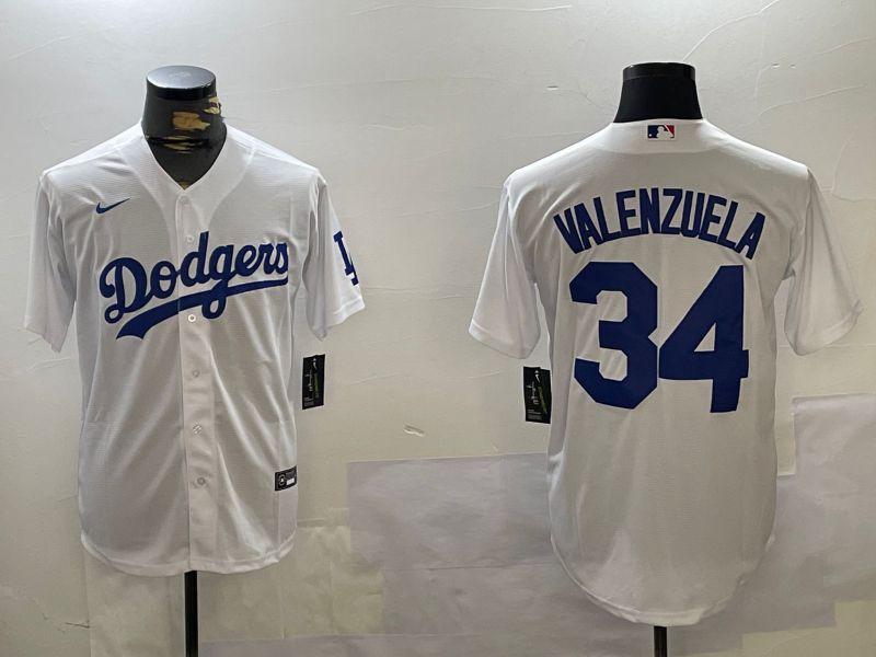 Men Los Angeles Dodgers #34 Valenzuela White Game 2024 Nike MLB Jersey style 1120